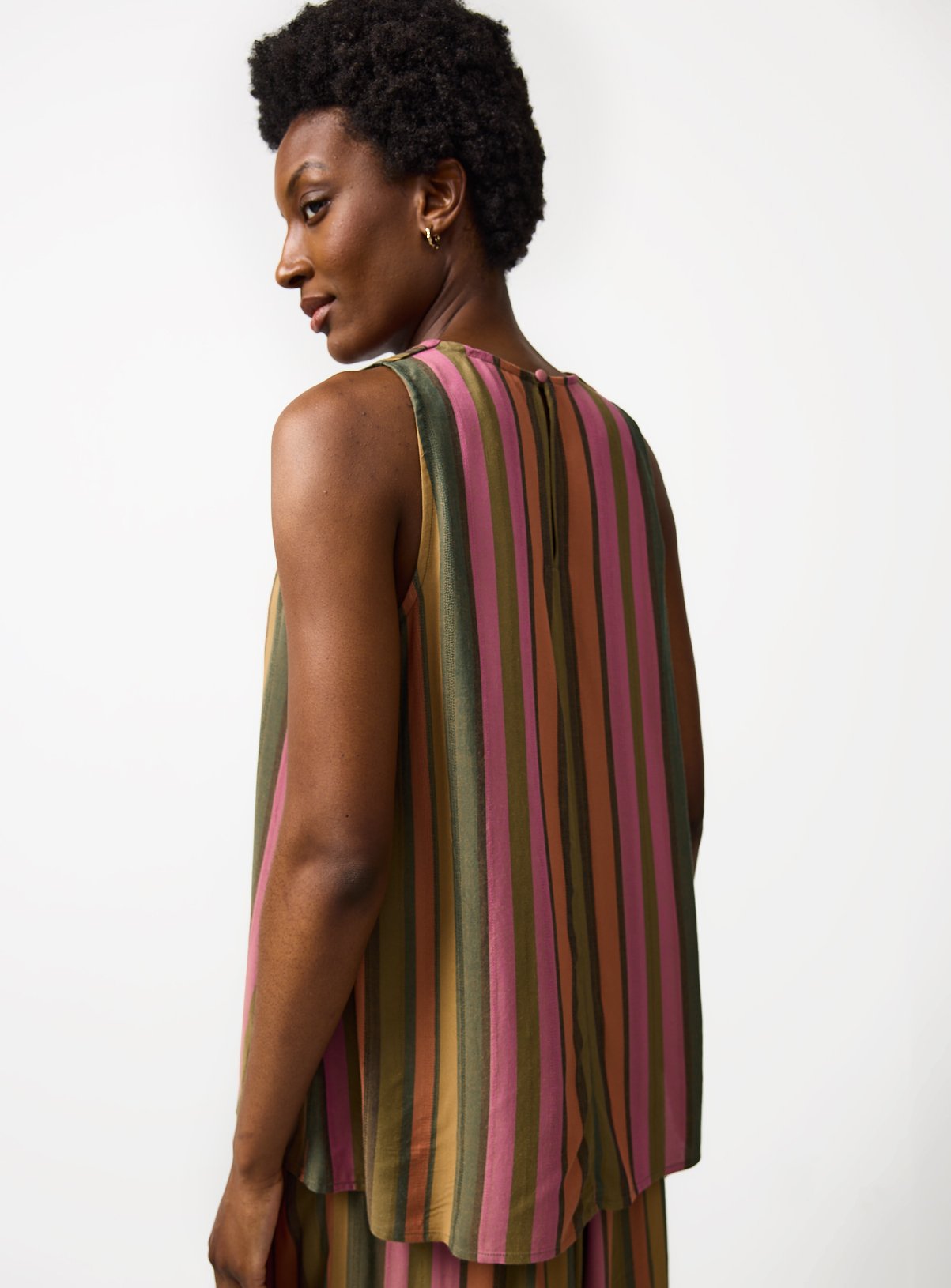 Orange & Green Stripe Volume Sleeveless Cami Top 6 - Image 4 thumbnail